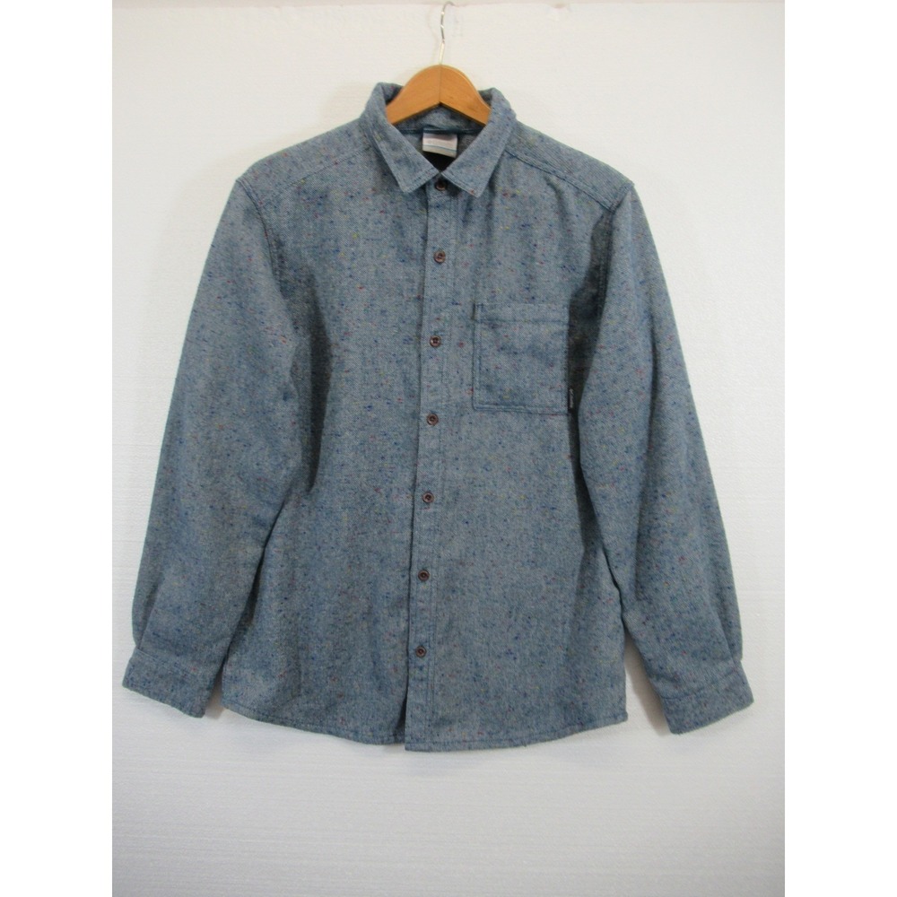 Columbia Tweed Wool Blend Shirt Jacket Men Medium Blue Button Up Shacket